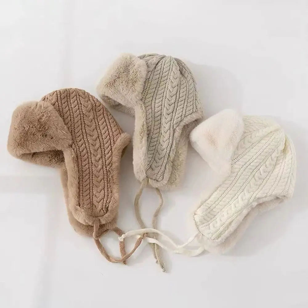 Gorro con protección para los oídos extendida y calidez versátil, gorro de Lei Feng grueso de punto, gorro para el frío para mujer - imagen 2