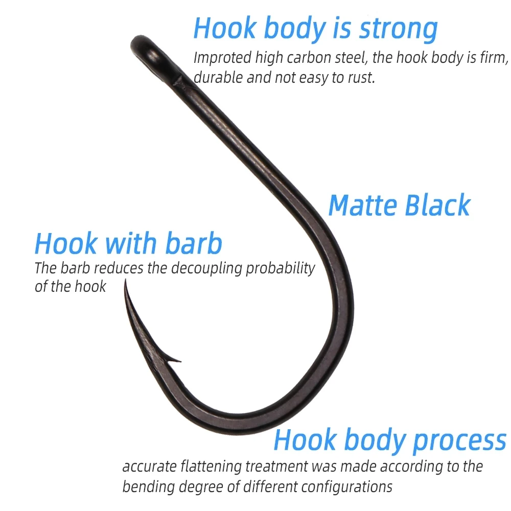 Experimente la fuerza y ​​la durabilidad de nuestro gancho de acero de alto carbono con un acabado negro mate diseñado para una pesca precisa y confiable