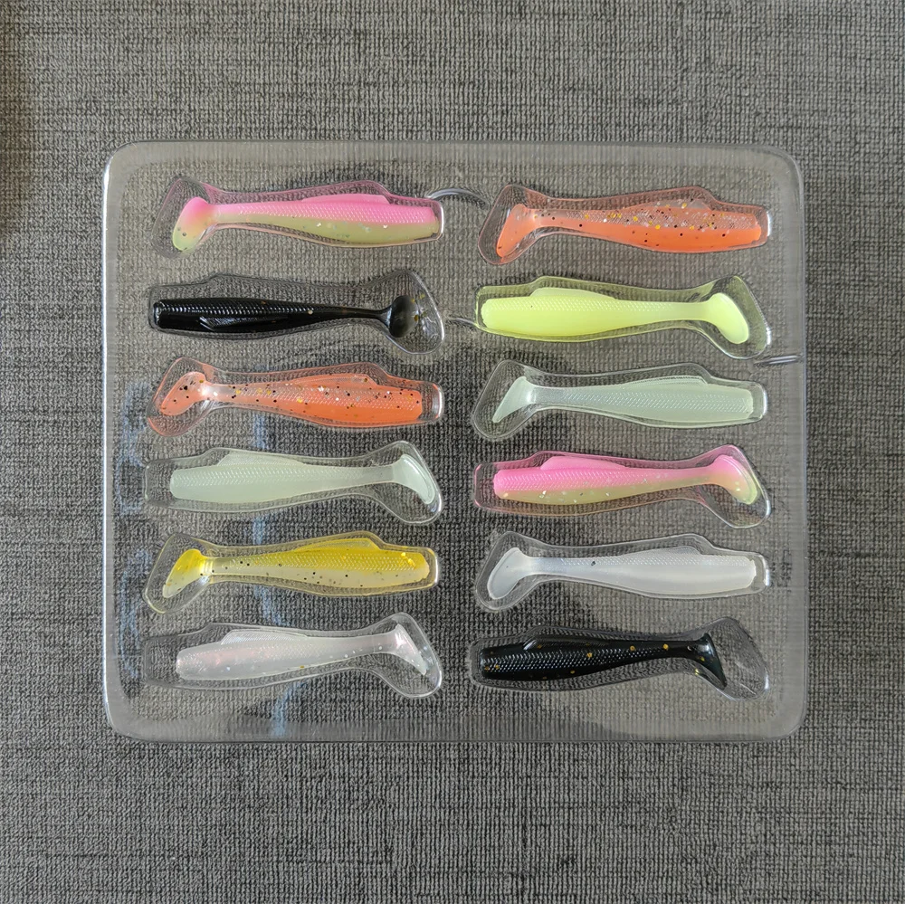 MUKUN 12 Uds TPR flotante Mini señuelo de Pesca suave 0,5g/40mm pequeño cebo Ttail Wobbler Isca Pesca aparejos de Pesca artificiales - imagen 2