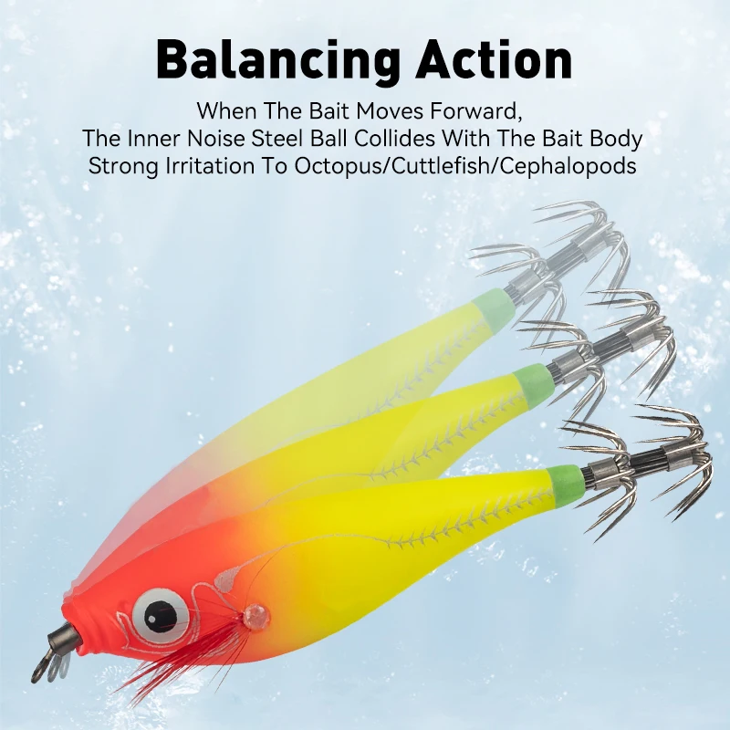 LEYDUN-plantilla de calamar Horizontal luminosa, anzuelo de madera para camarones y calamar, 5 uds., Señuelos de pesca LEYDUN, pulpo, sepia, camarones, cebos de agua salada - imagen 4