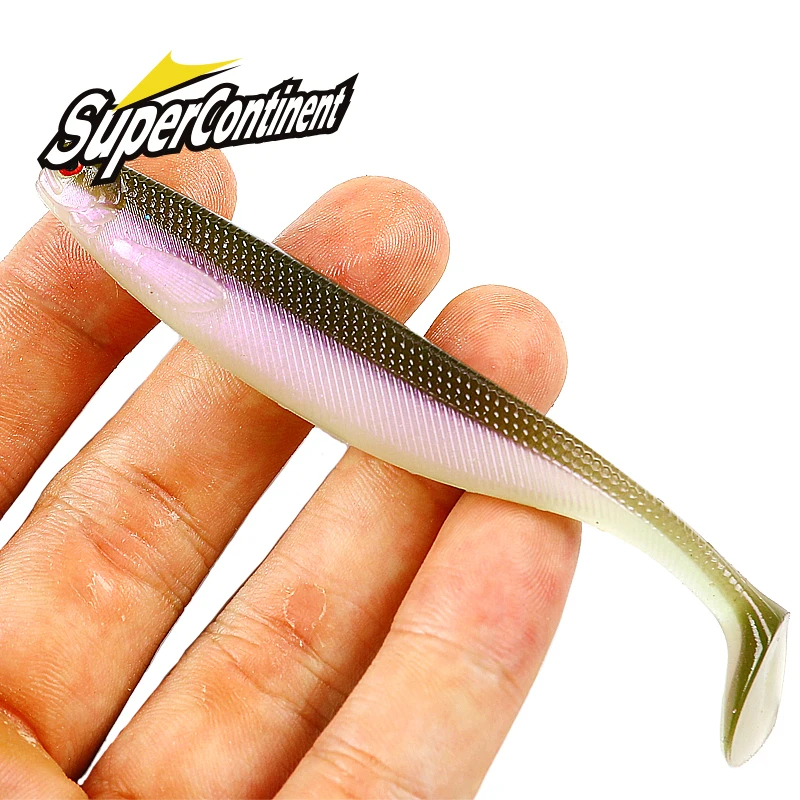 Nuevo supercontinente ShadTeez t-tail 50mm 70mm 100mm Pike Zander Predator pesca ojos 3d señuelo suave Señuelos de pesca