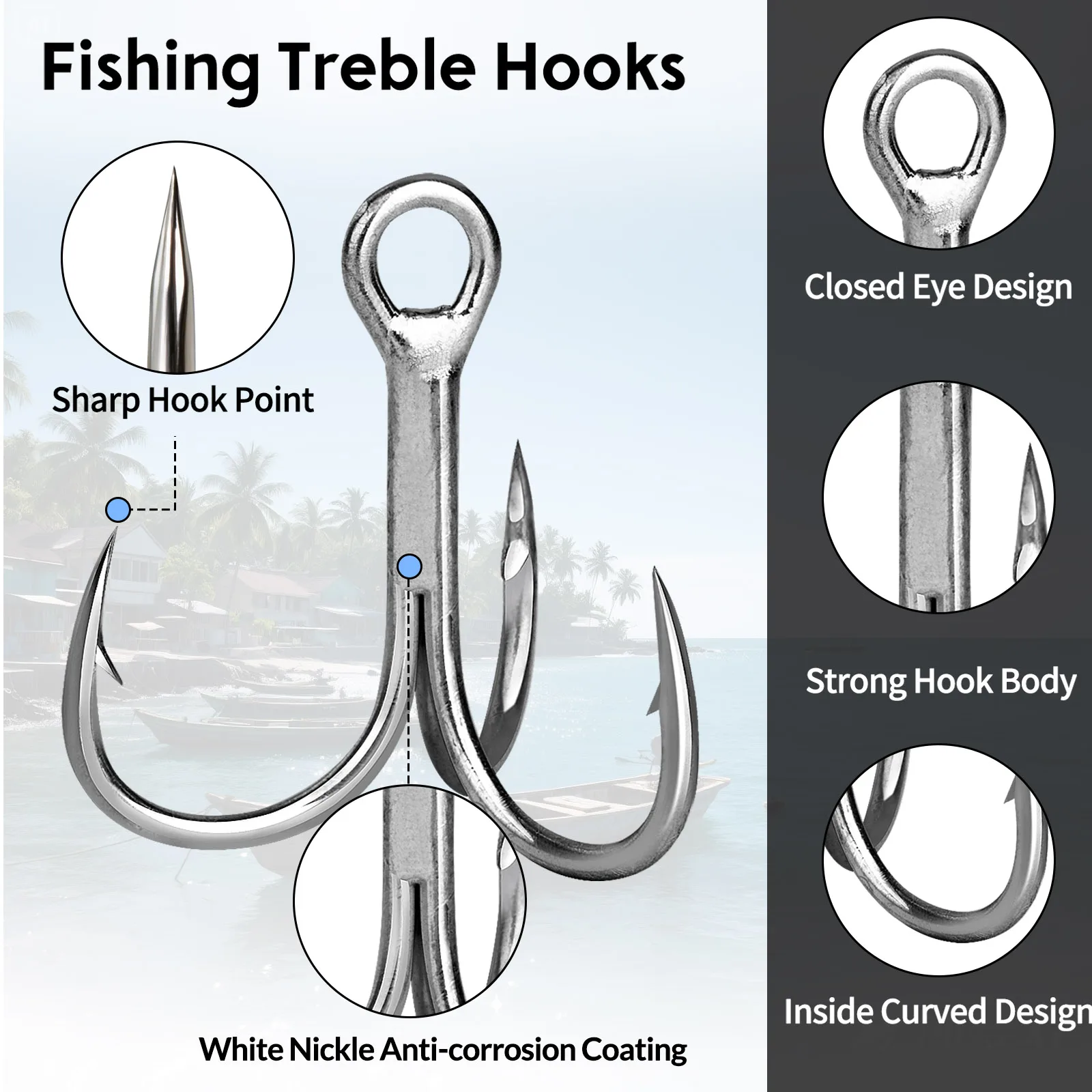 Anzuelos triples 9KM – Curvatura redonda para crankbait - imagen 2