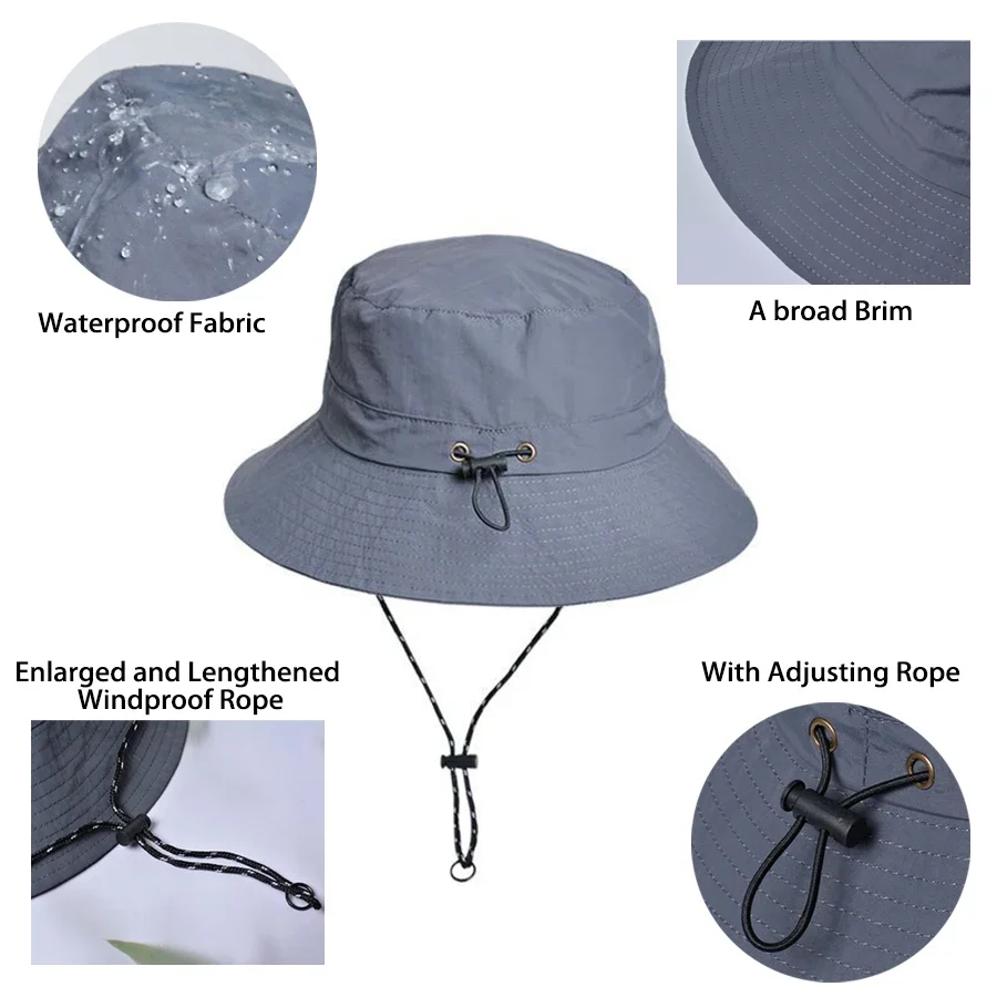 Impermeable UPF 50+ Sombrero para el sol Sombrero de cubo Protección UV Boonie plegable para mujeres Hombres Verano Ligero Senderismo Gorra al aire libre - imagen 2