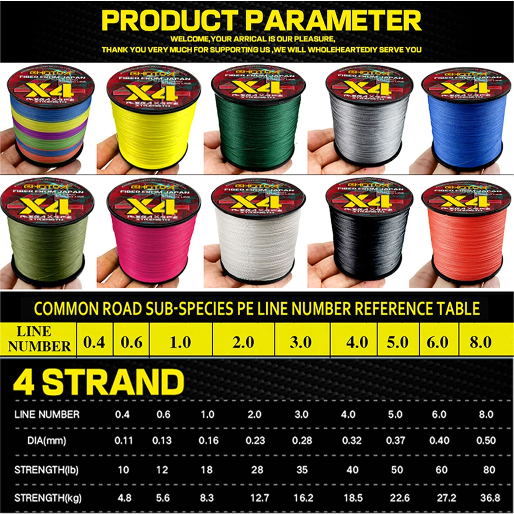 X4 100M 300M líneas de pesca trenzadas 4 hebras multicolor multifilamento línea de agua salada 10 12 18 28 35 40 50 60 80LBS para carpa - imagen 5