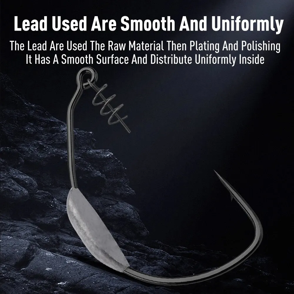 Kingdom-anzuelos de pesca de resorte de acero al carbono, manivela de plomo con bloqueo de resorte, cebo suave, accesorios de pesca, 3 #5 #6 #8 #10 # - imagen 5