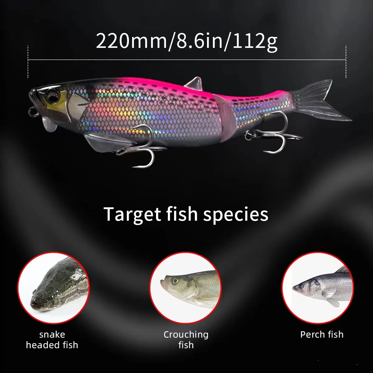 TSUYOKI-señuelo de pesca Swimbait 2024, cebo articulado Glide, Swimbaits flotantes, lápiz de juego grande, señuelo de curricán Dowzone 220 - imagen 5