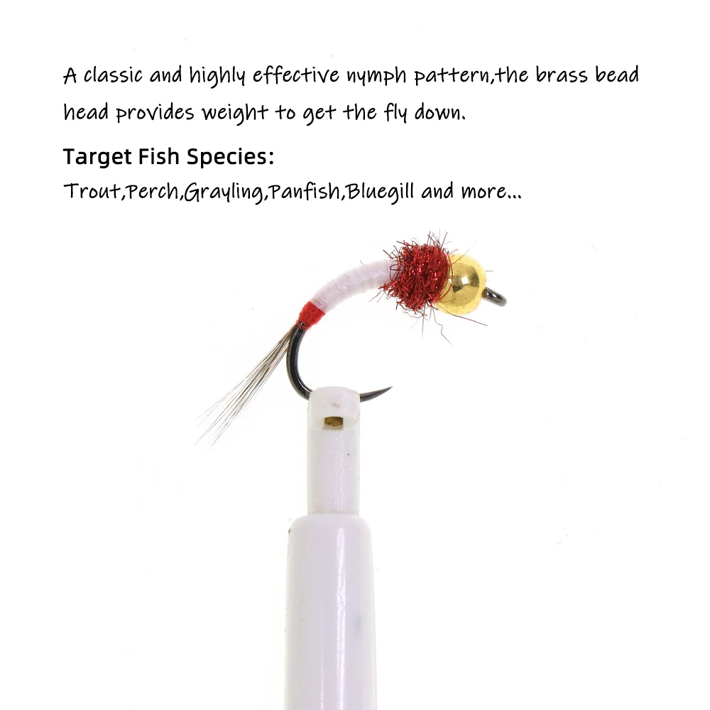 Wifreo 10ST # 14 # 16 Weerhaakloze Haak Messing Beadhead Caddis Fly Fazant Staart Nimf Natte Vliegen Forel Vlagvissen Forel Lokken - imagen 4