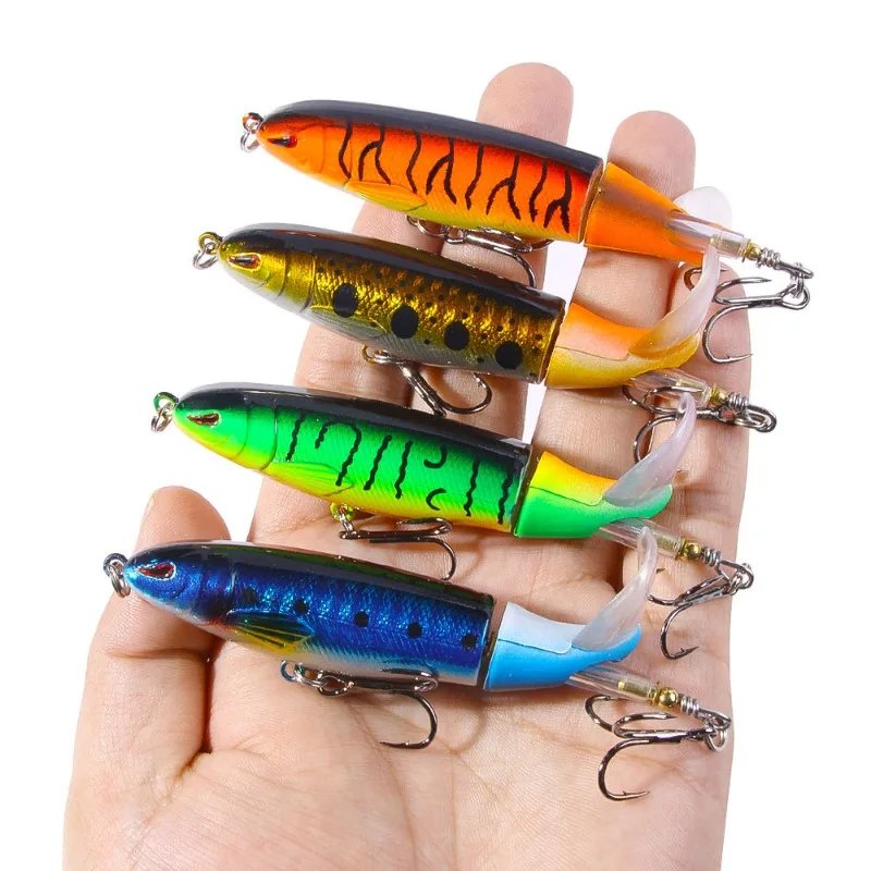 Juego de 5 Señuelos de Pesca Road Runner Spinnerbaits - Señuelos de Pesca de ABS y Acero al Carbono, Señuelo Duro Multiarticulado con Ojos 3D, Popper de Superficie