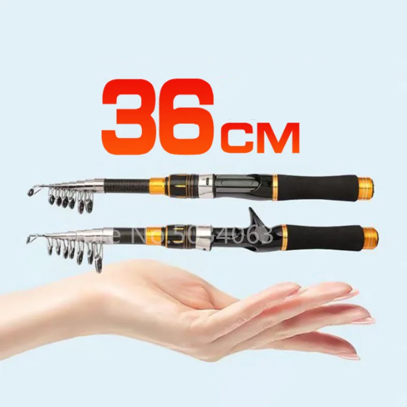 Mini caña de pescar telescópica, carrete de 1,6 M, 1,8 M, 2,1 M, caña de pescar de carbono para Combo, portátil, ligero, perfecto, accesorios de pesca - imagen 2