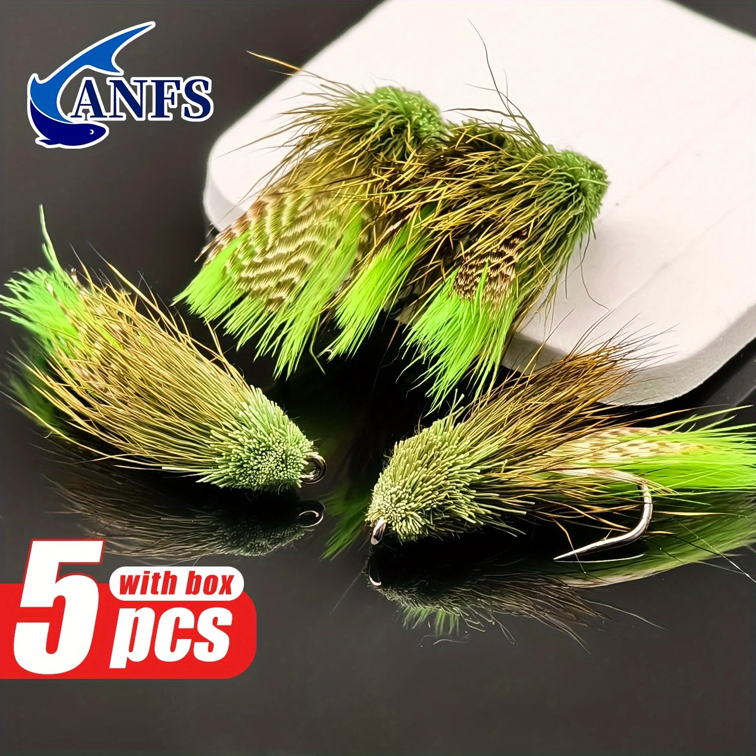 ANFS 5 señuelos de pesca con mosca de saltamontes, cebos artificiales para insectos para trucha, perca y azulegill, moscas húmedas, regalo de pesca para pescador - imagen 3