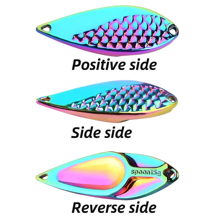 Señuelos de Pesca giratorios de Metal, 3 piezas, 7g, 10g, 15g, 20g, aparejos nocturnos, cebo de lentejuelas, Paillette de ruido con pluma, anzuelo triple - imagen 2