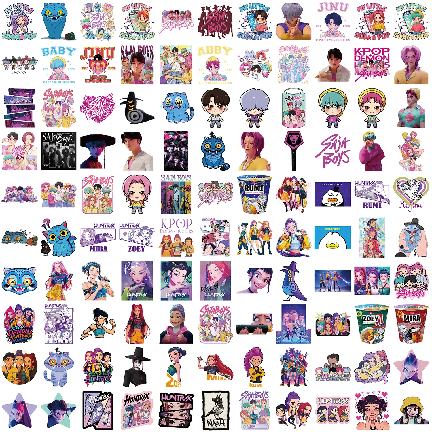 50/60/110 Uds HUNTR/X SAjA Boys K-POP DEMON HUNTERS película RUMI pegatinas teléfono guitarra portátil maleta pegatina impermeable - imagen 3