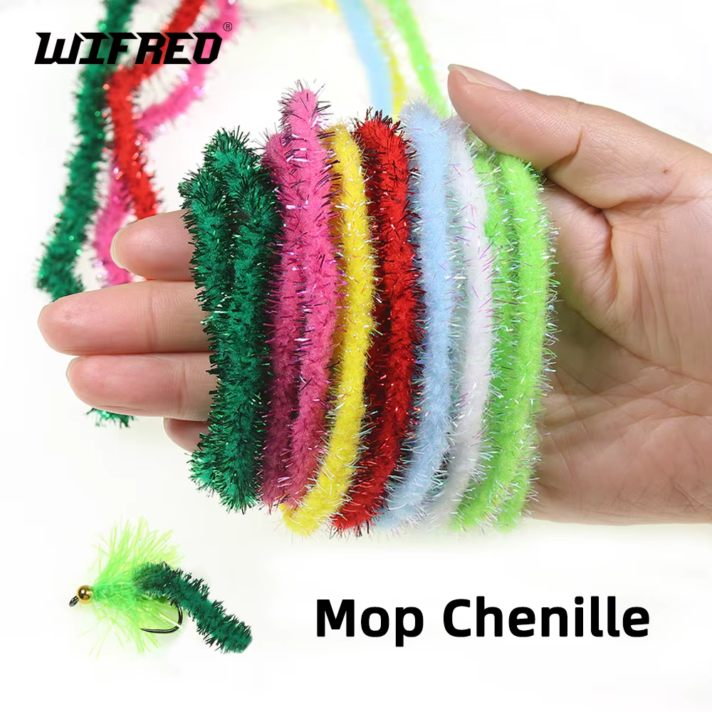 Wifreo 6 ~ 8mm atado de moscas fregona moscas Flash chenilla pesca con mosca Material del cuerpo para piedra mosca emergente Caddis ninfas larvas señuelo