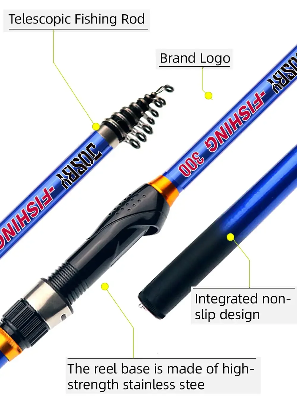 Caña de pescar telescópica giratoria, alimentador de carpa, portátil, de fibra de carbono, 1,5 M, 1,8 M-3,0 M, aparejos de viaje Ultra duraderos - imagen 2