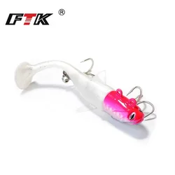 FTK Jig Head para vinilo: señuelo blando de lubina con ojos 3D