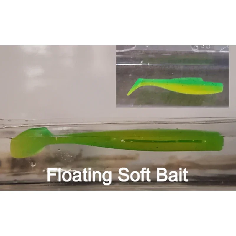 TAKEDO 6 unids/bolsa señuelo suave flotante 8CM 3,5G TPR cebo suave señuelo de pesca Wobblers T cola Wrom cebo suave para lubina - imagen 2