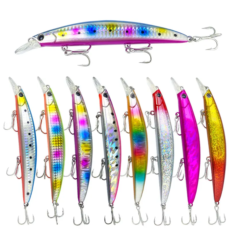 Señuelo de pesca flotante de pececillo, 27g, 130mm, Wobbler de fundición larga, cebo duro Artificial para trucha, agua salada, Swimbait, equipo Jerkbait - imagen 2