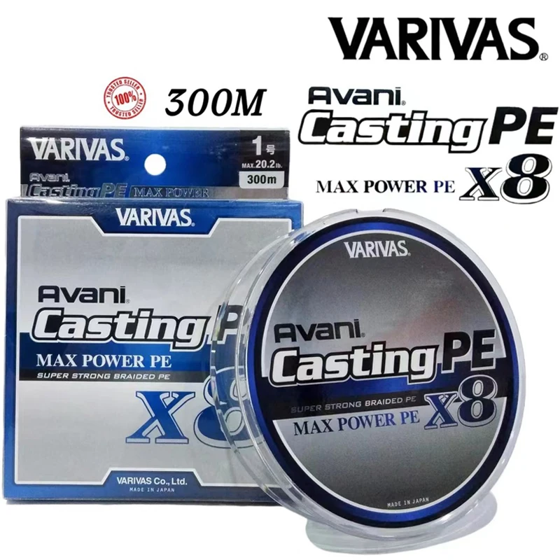 Cable trenzado Original Varivas 300M X8 para sedal de pesca de agua salada para curricán, línea trenzada de PE multifilamento de 8 hebras