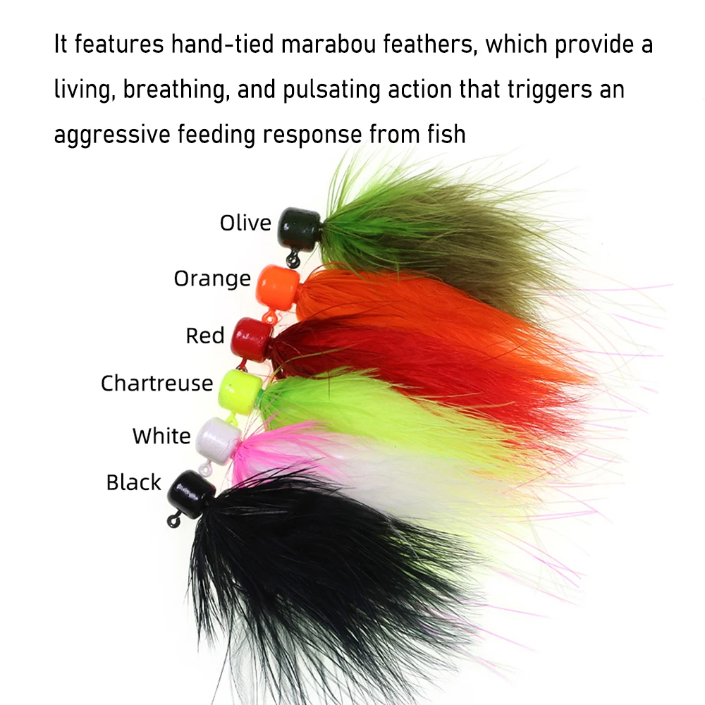 Anzuelos con cabeza de anzuelo de 0,02 oz, plantillas de marabú, señuelo de pesca en hielo, Crappie, perca, trucha, salmón, lubina, pesca dorada, 4 unids/caja - imagen 5