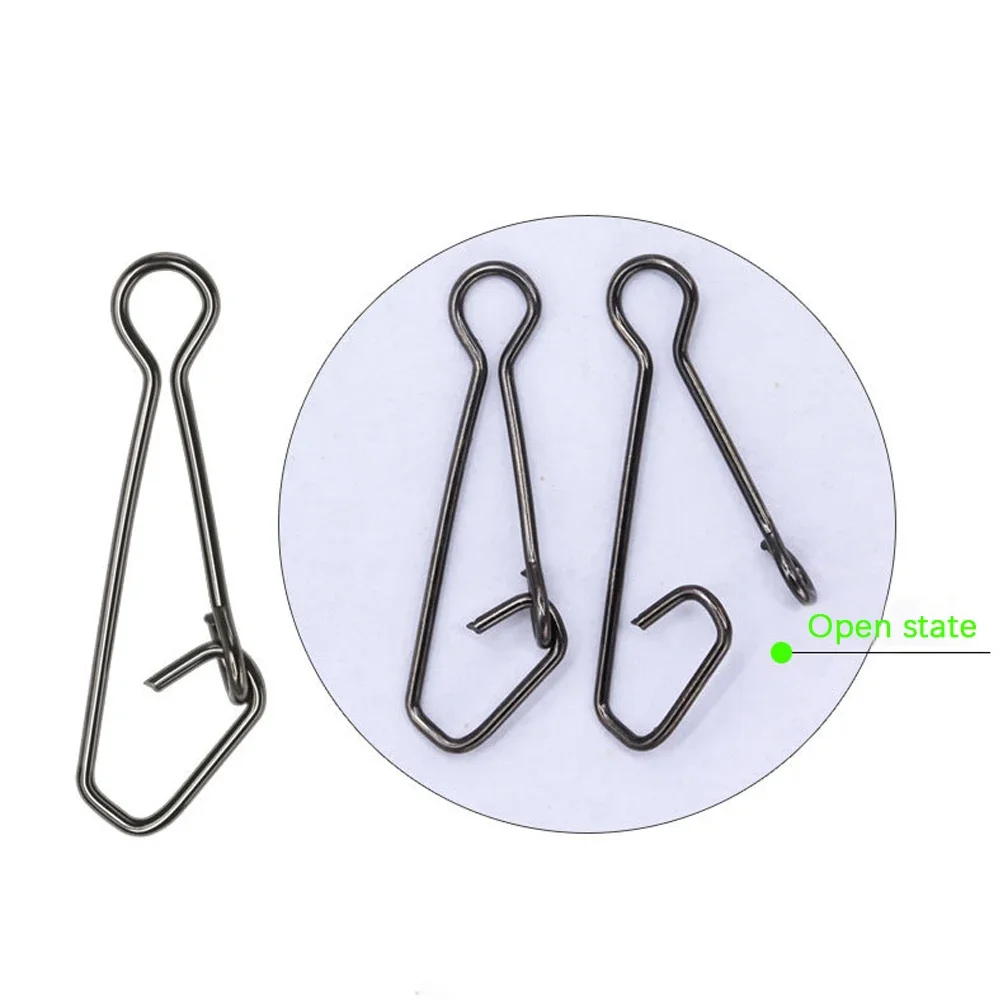 DNDYUJU 100 Uds rodamiento pesca giratorios Snap Rolling Rings gancho de enclavamiento señuelo hebilla rápida Snap giratorios conector aparejos - imagen 4