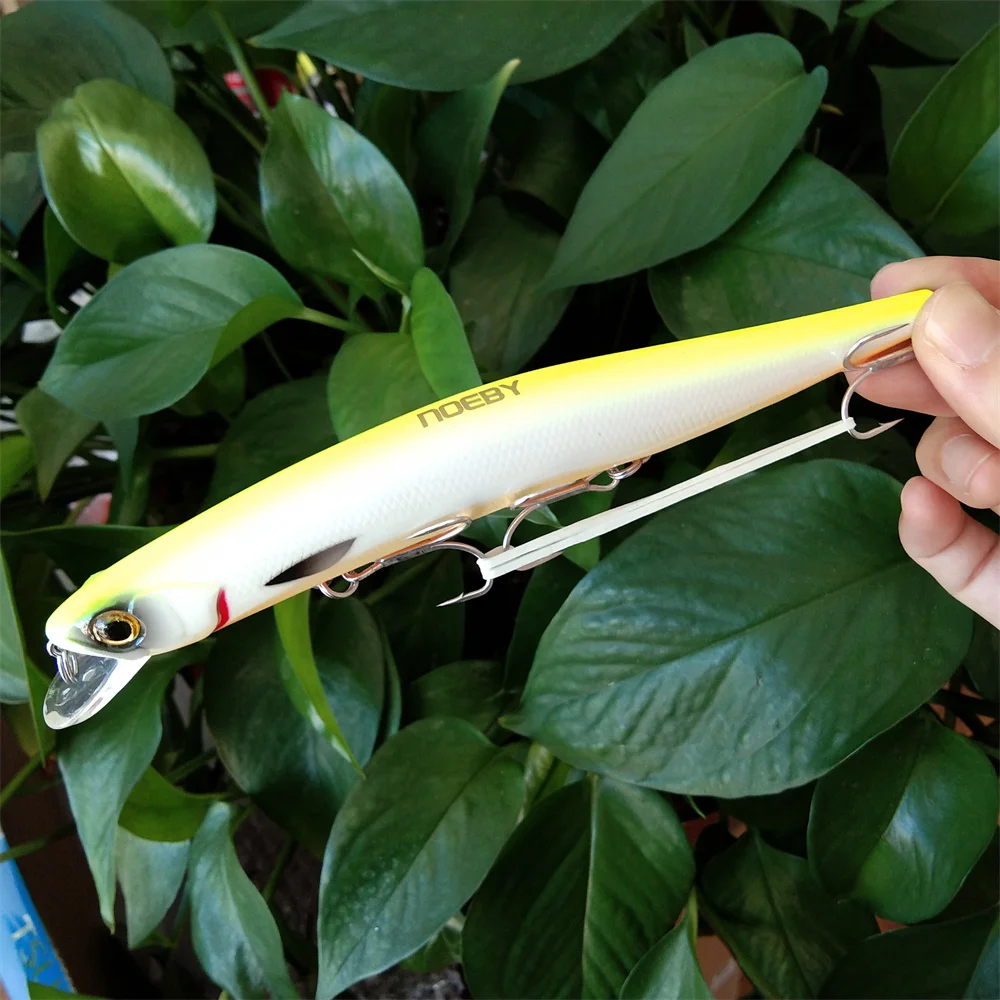 NOEBY Slim Lance Minnow 150mm 23g señuelo de pesca Wobblers flotantes cebo duro Artificial para Lucio lubina Jerkbait Señuelos de Pesca - imagen 5