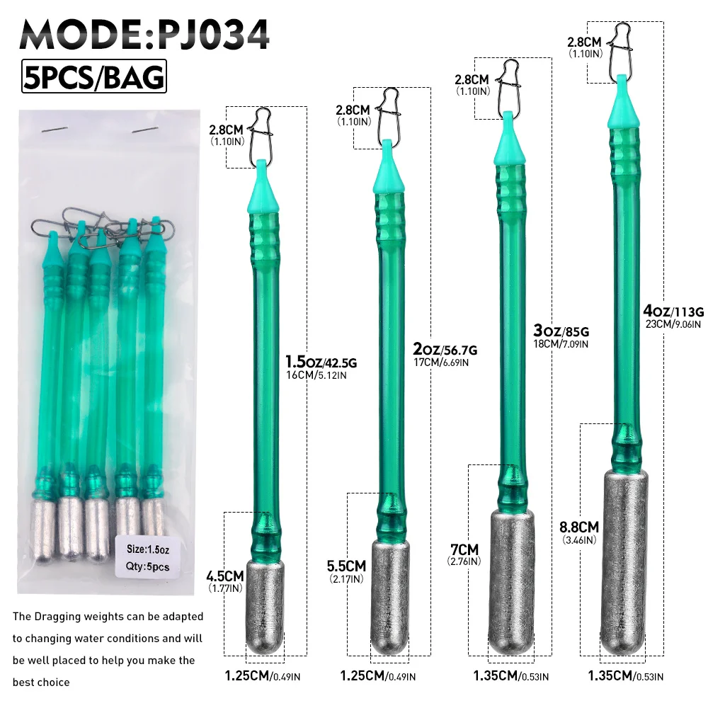 PROBEROS - Juego de 5 Pesas de Arrastre para Pesca de Bagre, Plomadas de Arrastre para Pesca de Arrastre, Plomadas sin Enredos para Rebote en el Fondo - imagen 4