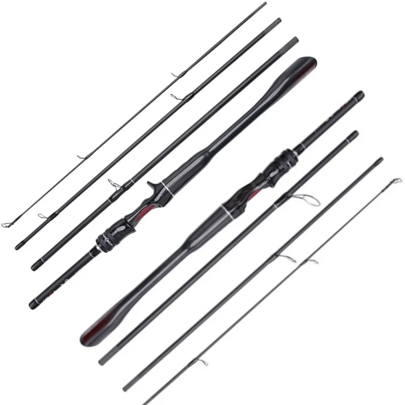 Mavllos OCKA-caña giratoria portátil de 12 libras, señuelo de 5-20g, 4 secciones, caña de pescar de carbono ligera de viaje para Lucio