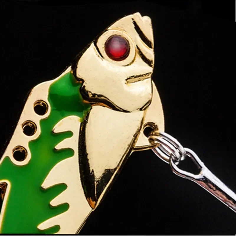 1 ud. 10g 4,5 cm cuchara de Metal VIB señuelo de pesca Crankbait Jig Wobblers Bass Crankbait con 8 #   Cebo con anzuelos triples - imagen 3