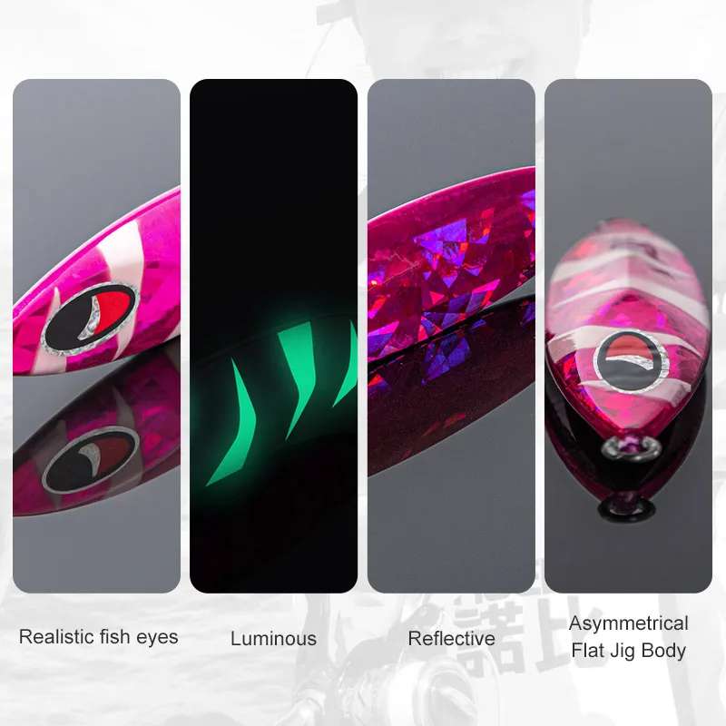 NOEBY-cebo de Metal de Jigging lento, 60/80/100/120/150/180/210g, cuchara de fundición de Jigging, cebo duro Artificial, Señuelos de Pesca con plantilla de mar - imagen 5