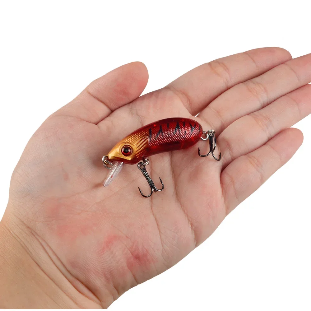 Señuelo duro de pesca de pececillos, cebo Artificial biónico, ojos 3D, 50mm, Wobblers, Crankbait, hundimiento, duro, 1 piezas - imagen 4