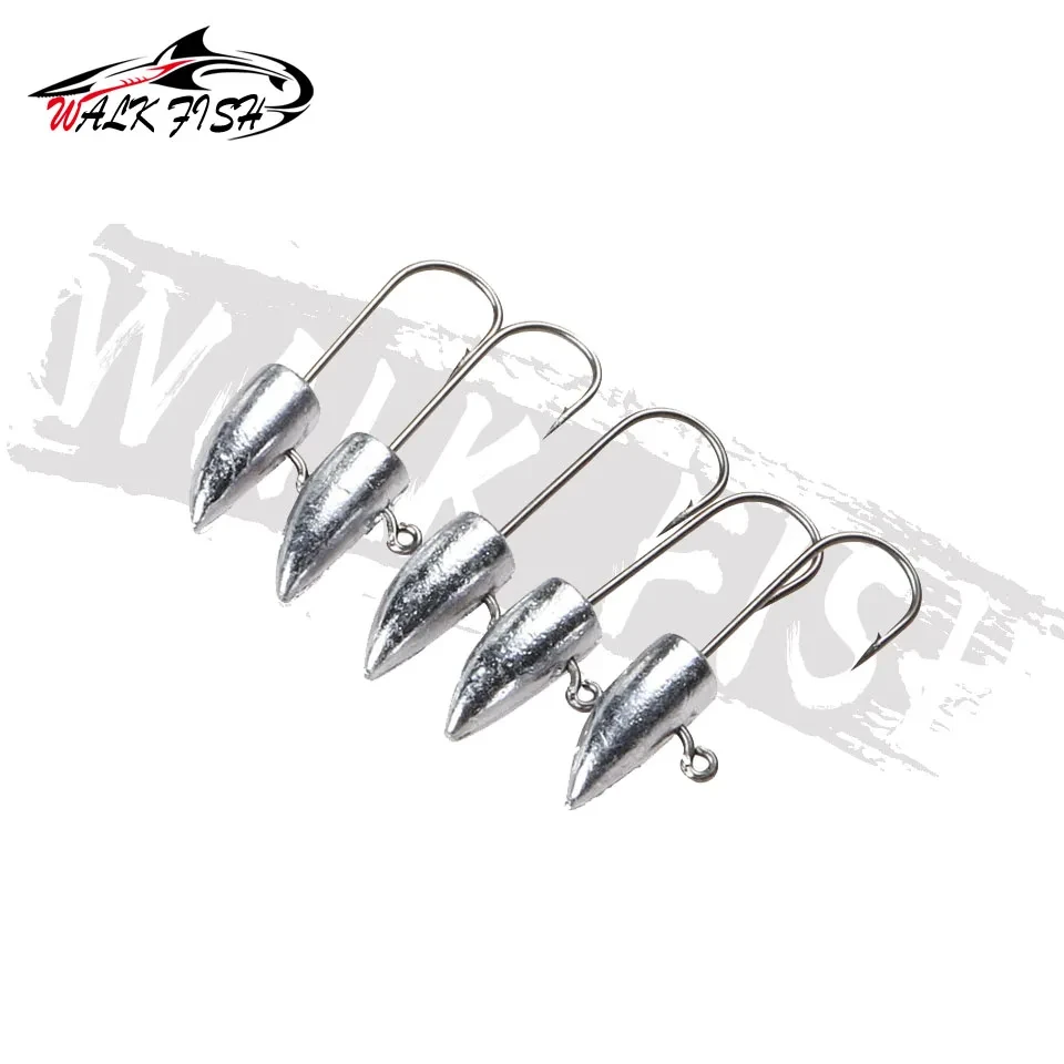 Walk Fish Jig Heads Curvos – Color natural para pesca marina