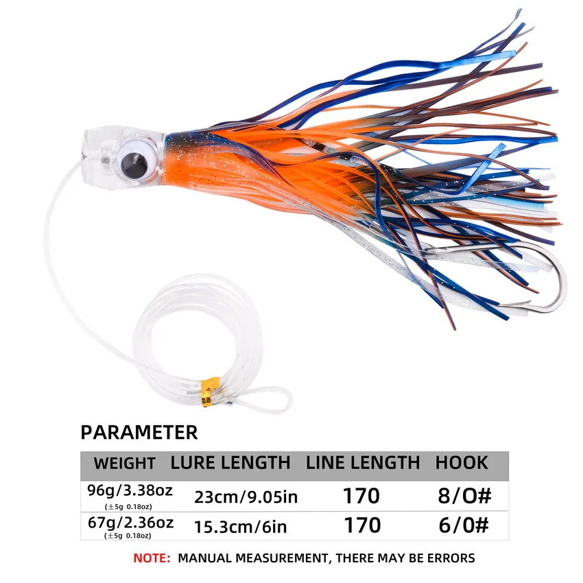 1 Uds 15,3 CM/67G o 23CM/96G 2 tipos de Señuelos de Pesca profesionales de calamar en el océano con cebo de alambre y señuelo suave de calamar para curricán - imagen 2