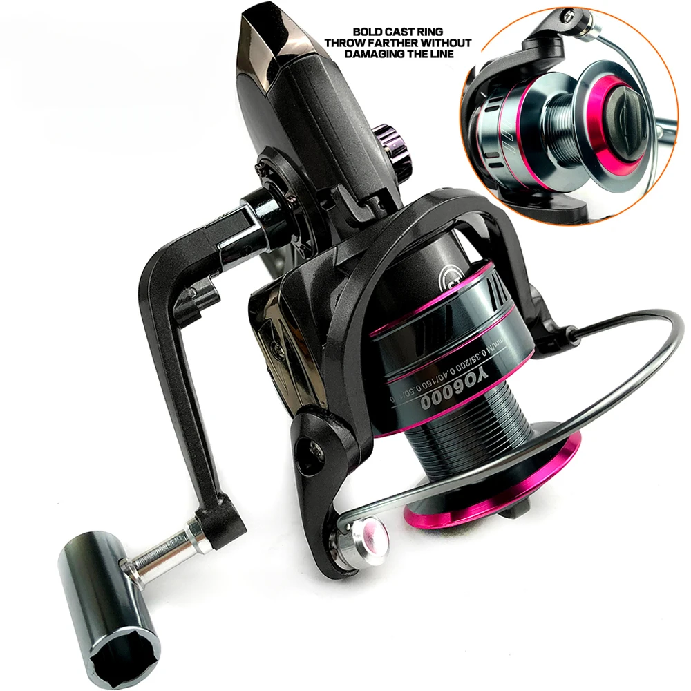 Carrete de pesca giratorio serie 1000 2000 3000 4000 5000 6000 7000 5,2: 1 relación de engranaje 10kg carrete de Metal de arrastre máximo para pesca de Lucio - imagen 2