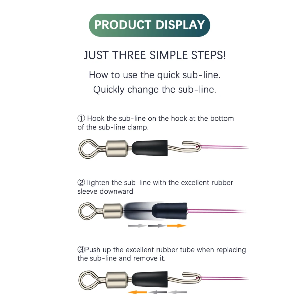 DNDYUJU-rodamientos giratorios de bolas, anillos sólidos, ganchos conectores de pesca, enlace rápido, 50 Uds. - imagen 3