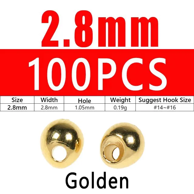 100pcs 2.8mm Golden