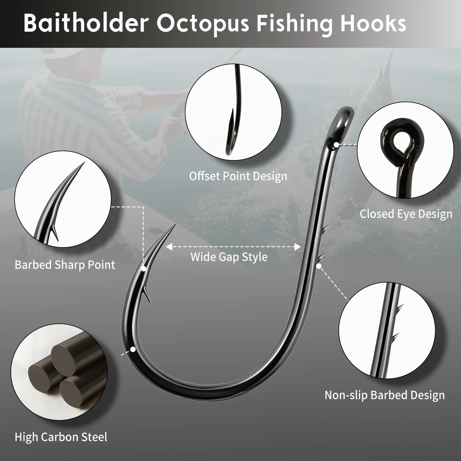 Anzuelo Circular FishTrip con Soporte para Pulpo – Púas Acero para Salada - imagen 4