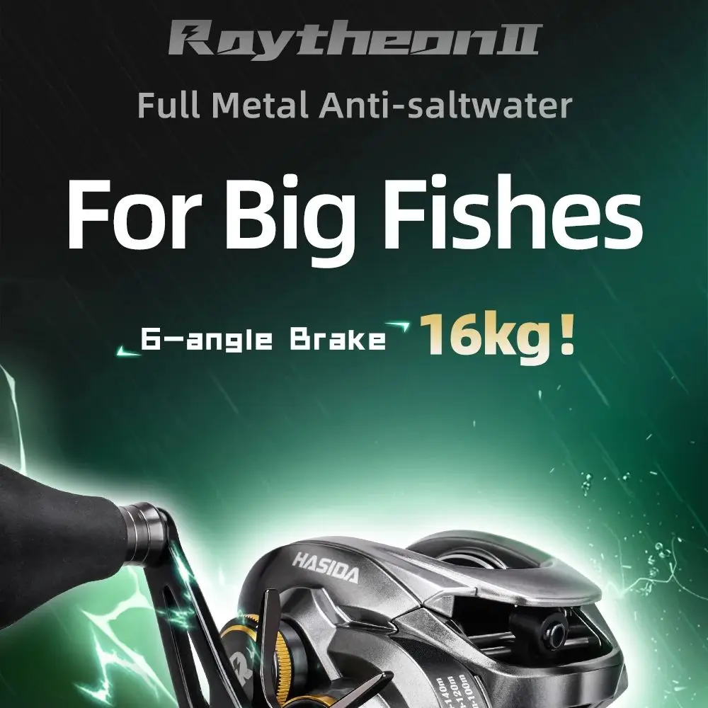 HISTAR Raytheon II Rotor de Metal completo fundición larga 6,6:1 alta relación 7 + 1 BB 16 KGs potencia de arrastre cuerpo de Metal carrete de pesca Baitcasting - imagen 3