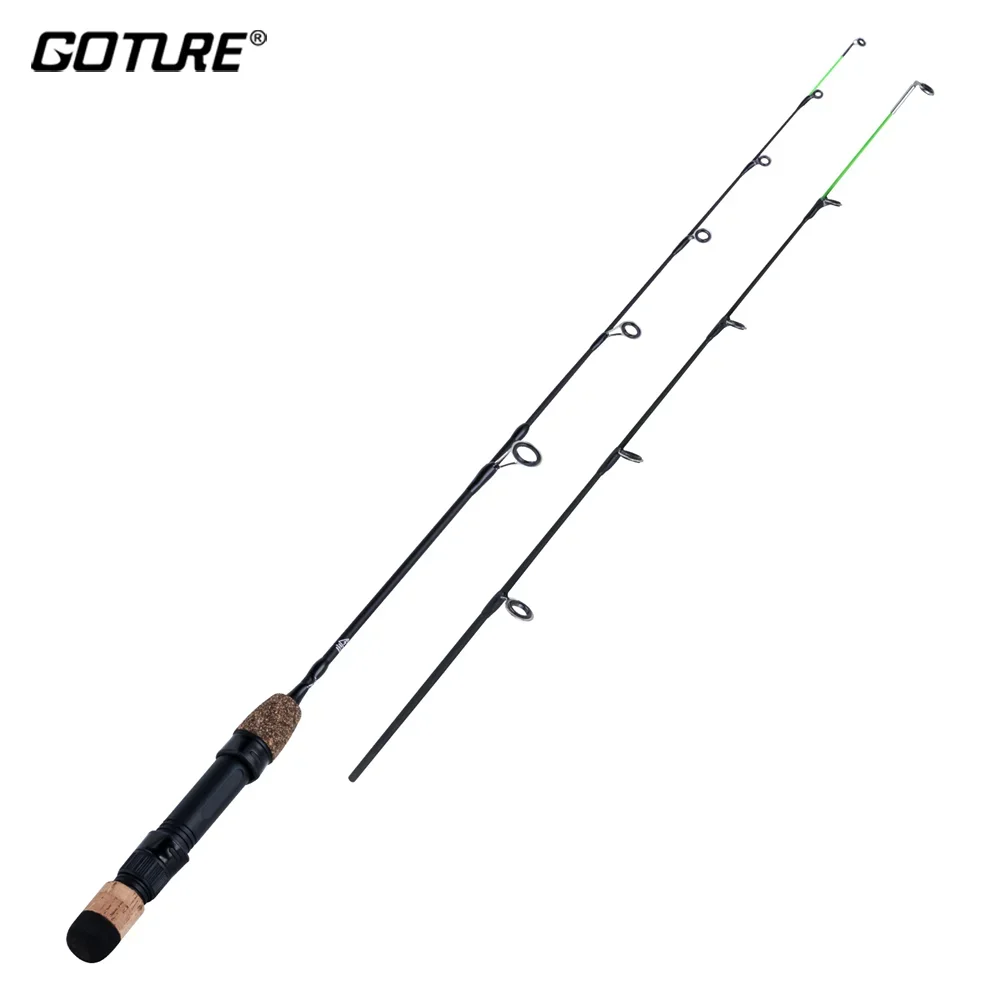 Goture, nuevas cañas de pescar en hielo portátiles para invierno, 2 puntas, caña giratoria, caña de hielo de fibra de carbono, caña de pescar ultraligera para carpa