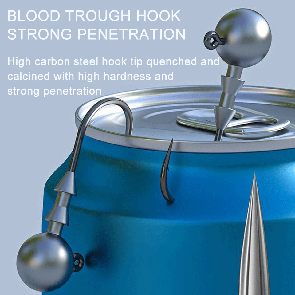 Anzuelo con cabeza de plomo de 5 unids/bolsa, anzuelo de calamar inoxidable de alto carbono, accesorios de aparejos de pesca, 3,5g, 5g, 7g, 10g, 12,5g, 15g - imagen 5