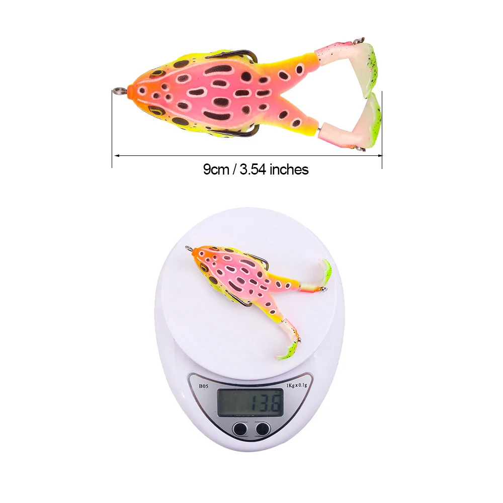 HERCULES-Juego de señuelos blandos de rana, accesorio realista, Rana suave, 9CM, 13,7G, cebo para peces, pies giratorios, rana para pescar - imagen 5