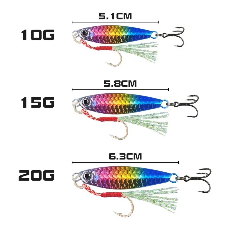 Juego de Señuelos de Pesca de Metal de 3 piezas, señuelos de fundición para orilla de mar, cuchara de Jigs, cebo Artificial de agua salada de 20g - imagen 5