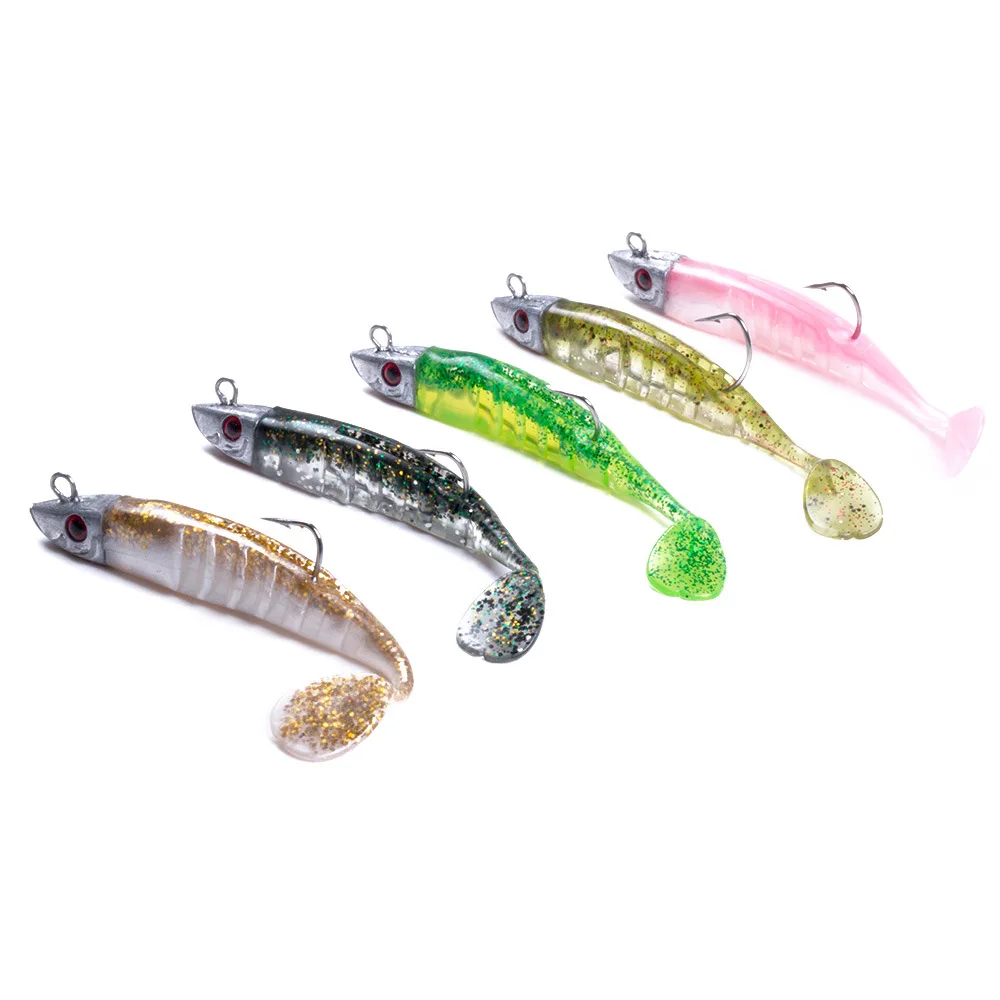 1 Uds Jigging cebo blando 15g 25g cabeza de plomo Jig pez cola en T cebos de pesca de agua salada pesca en el mar Señuelos de silicona Minnow Pike Swimbait - imagen 4