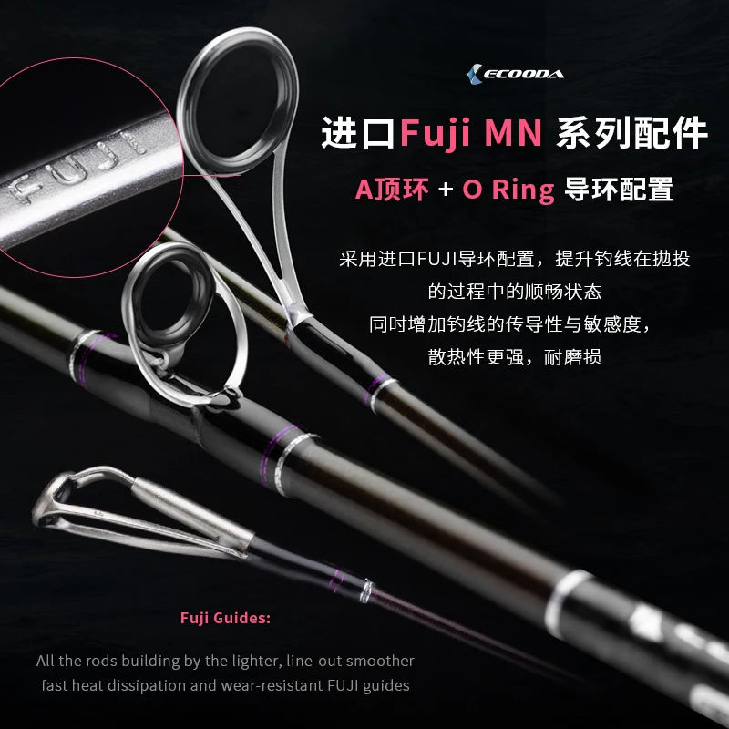 Ecood-caña de Juego de pesca vertical ligera EELJ, 1,83/1,85/1,91 M, Spinning Casting, piezas completas de FUJI, caña de barco en alta mar, peso del señuelo 10-150g, nueva - imagen 4