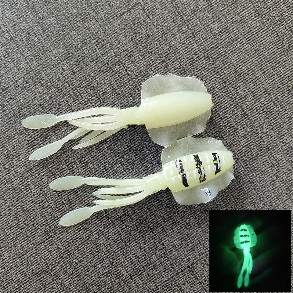 MUKUN 4 piezas 2g 6,5 CM plantilla de calamar luminosa pesca de calamar suave señuelo de curricán para pesca en el mar barco pesca Wobblers cebo Rockfishing - imagen 2