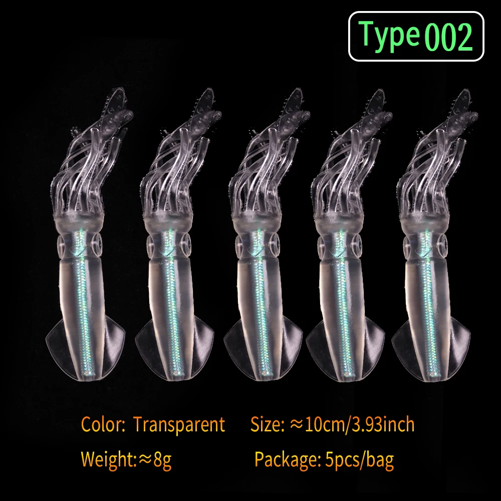 WIFREO-Cebo de plástico blando para Pesca en agua salada, Sabiki señuelo de Anguila, con ojo, Lumo blanco, 10 piezas - imagen 4