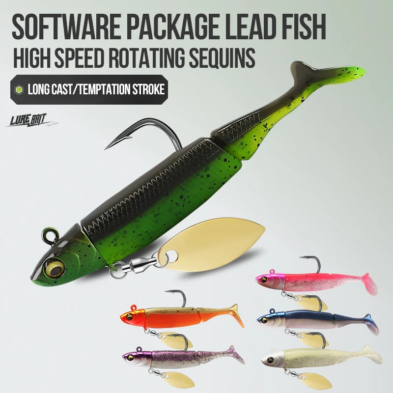 TAIYU, juego de 6 piezas, 9cm, 15g, anzuelo con cabeza de plomo, cola en T, señuelo de pesca envuelto en plomo, cebo suave, brillo nocturno, señuelo de pesca de mar, cebo suave im - imagen 3