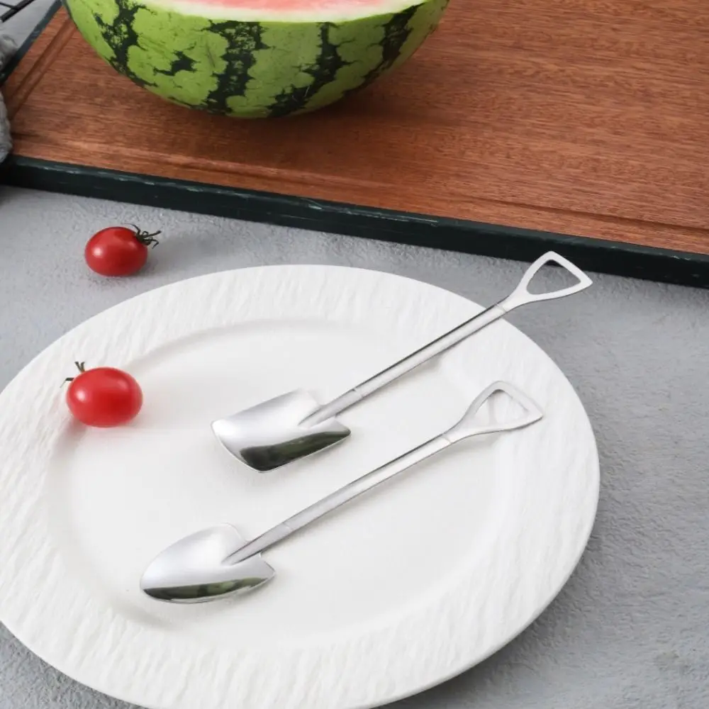 Cuchara de pala en forma de pala, diseño de gancho triangular de acero inoxidable, cuchara de sandía, pulido de espejo, compacto y práctico - imagen 3
