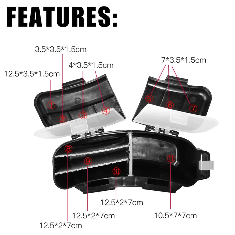 Caja de pesca con cinturón para actividades de pesca al aire libre, caja de equipo de pesca, caja de almacenamiento de accesorios de pesca, almacenamiento multifuncional - imagen 2
