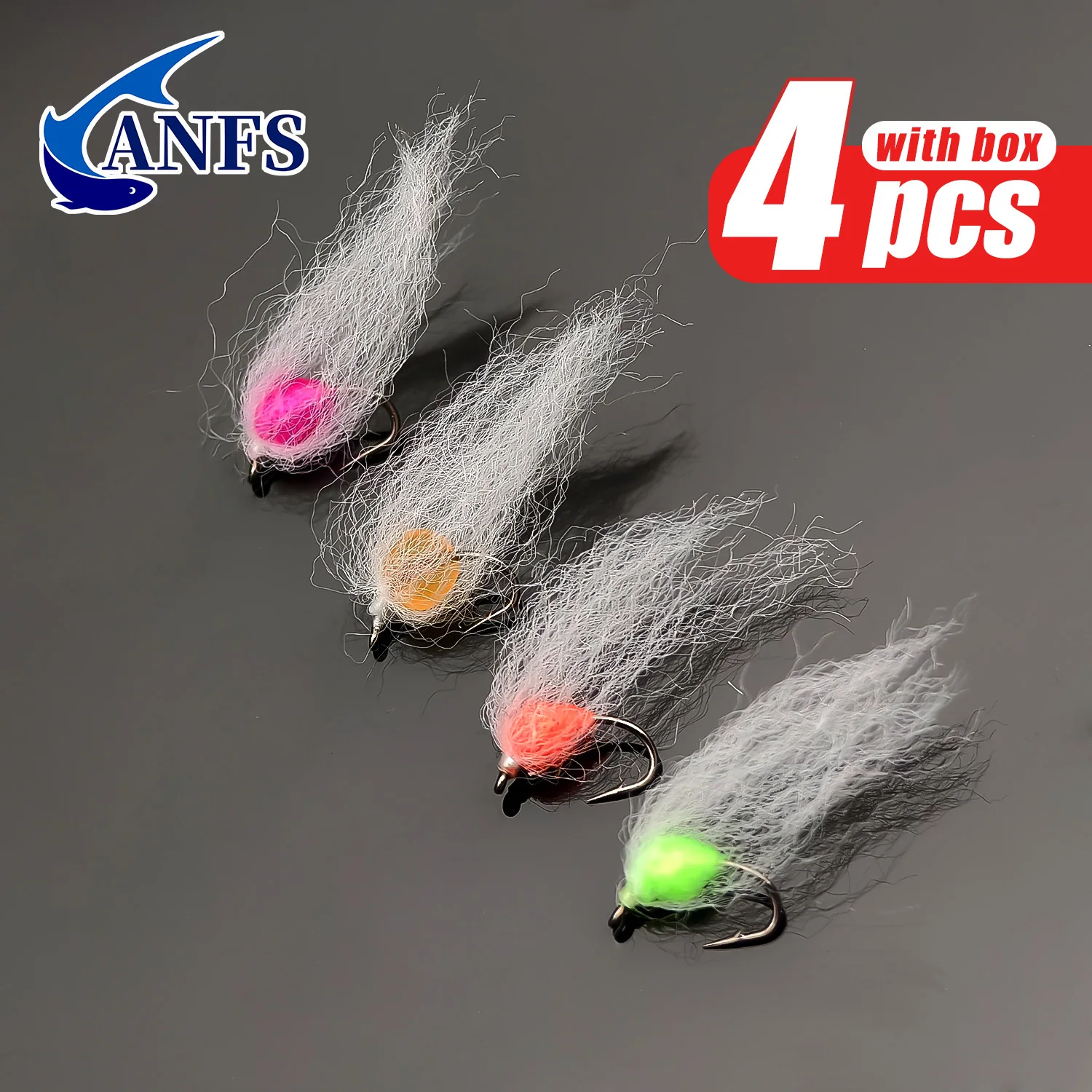 ANFS 4 piezas de mosca de huevo con caja de almacenamiento-cebo de señuelo de pesca con mosca de huevo, cosas de pesca geniales para pesca con mosca - imagen 5