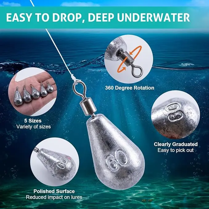 Goture 21g 30g 40g 50g 60g plomo lágrima tiro peso juego de pesas de pesca para agua salada equipo de pesca de agua dulce plomo - imagen 4